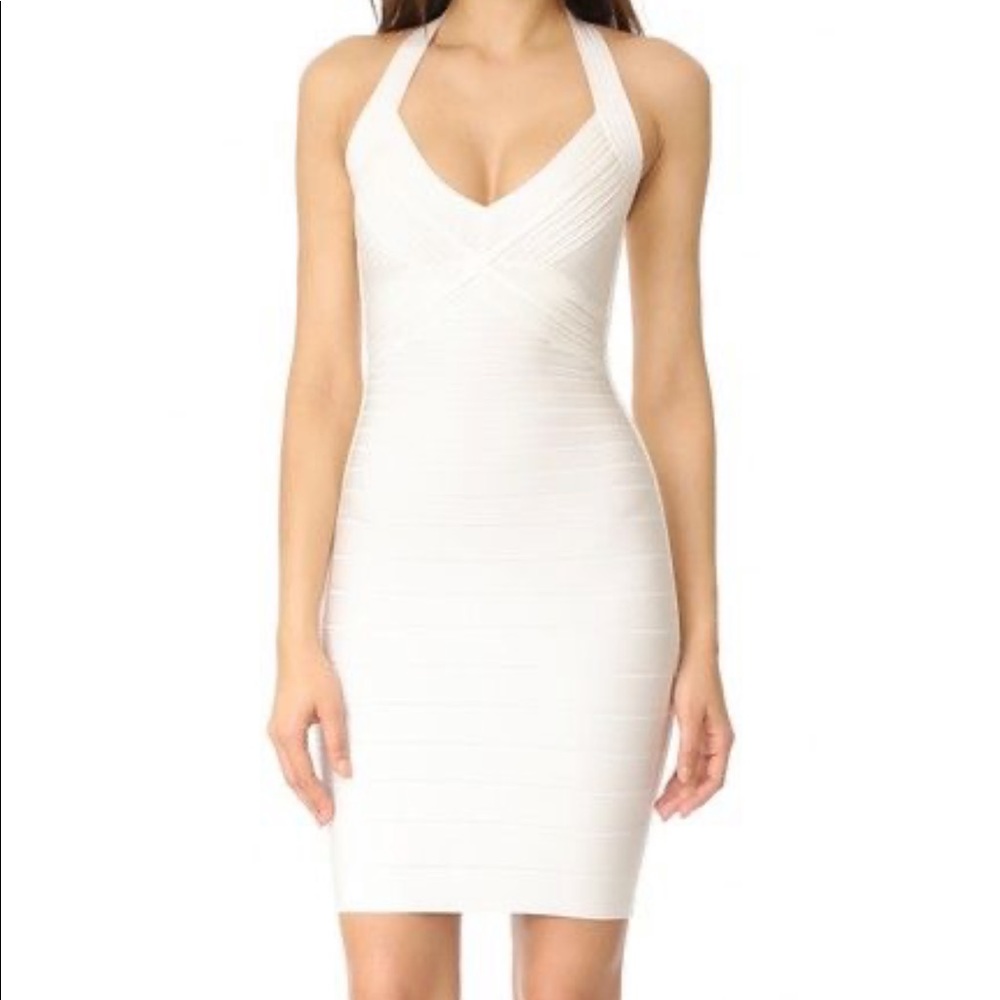 ADRIENNE HALTER DRESS IN ALABASTER STRETCHY